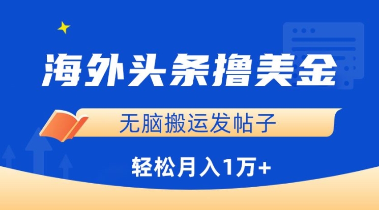 海外头条撸美金，无脑搬运发帖子，月入1万+，小白轻松掌握-盛科网创