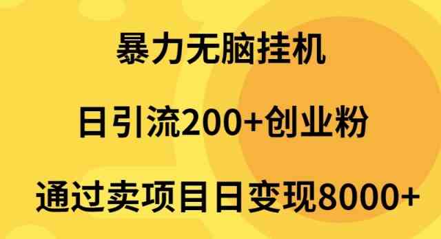 （9788期）暴力无脑挂机日引流200+创业粉通过卖项目日变现2000+-盛科网创