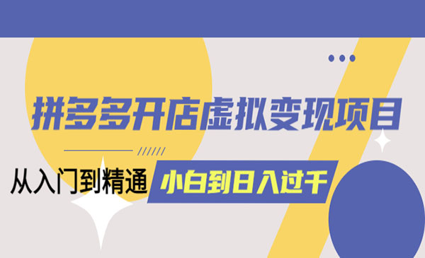 拼多多开店虚拟变现项目，从入门到精通-盛科网创