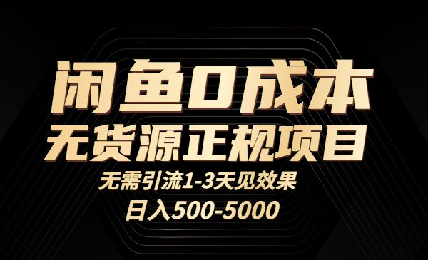 闲鱼0成本无货源项目，日入500+-盛科网创