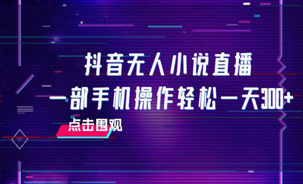 抖音小说无人直播项目，手机可操作-盛科网创