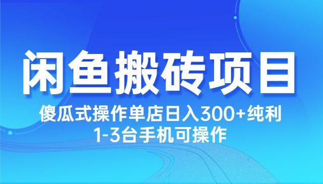 闲鱼搬砖项目，日入500+-盛科网创