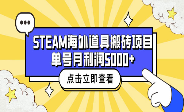 Steam海外道具搬砖项目，月入5000+-盛科网创