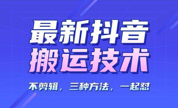 某音搬运技术，不剪辑，三种方法-盛科网创