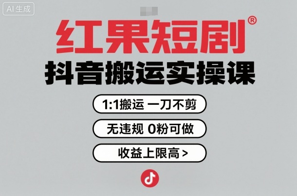 红果短剧拉新之抖音搬运实操课，1：1搬运，一刀不剪，无违规，0粉可做，收益上限高-盛科网创