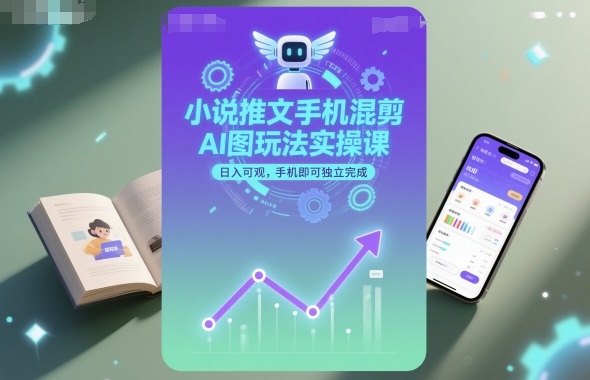 小说推文手机混剪AI图玩法实操课，日入可观，手机即可独立完成-盛科网创