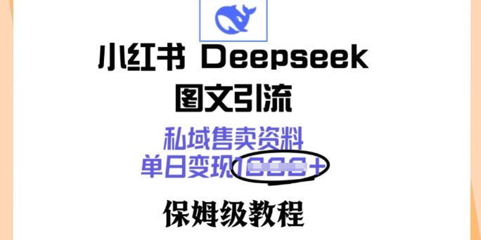 小红书Deepseek图文引流，私域售卖资料，单日变现多张，保姆级教程-盛科网创
