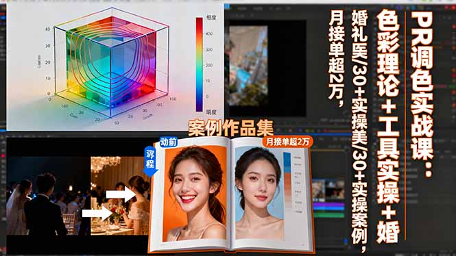 PR调色实战课：色彩理论+工具实操+婚礼医美/30+实操案例，月接单超2万-盛科网创