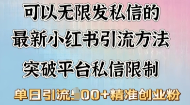 最新“摆烂式”引流打法，小红书私信引流，单天引流100+-盛科网创