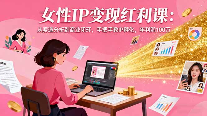 女性IP变现红利课：从赛道分析到商业闭环，手把手教IP孵化，年利润100万-盛科网创