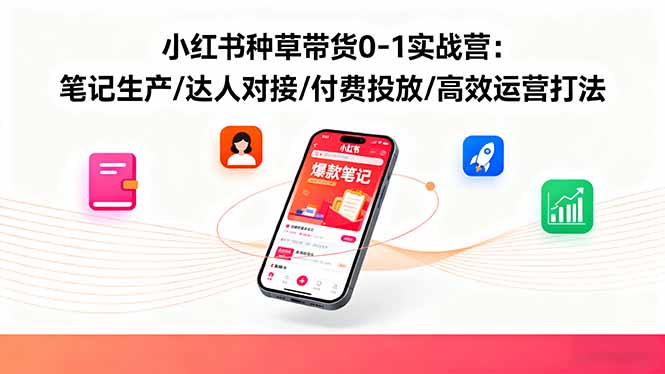 小红书种草带货0-1实战营：笔记生产/达人对接/付费投放/高效运营打法-盛科网创