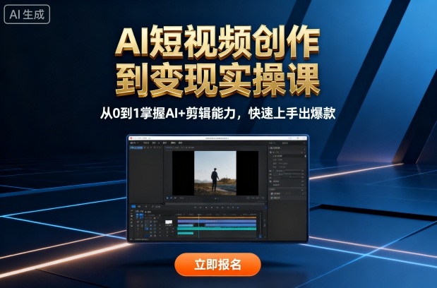 AI短视频创作到变现实操课，从0到1掌握AI+剪辑能力，快速上手出爆款(更新10月)-盛科网创