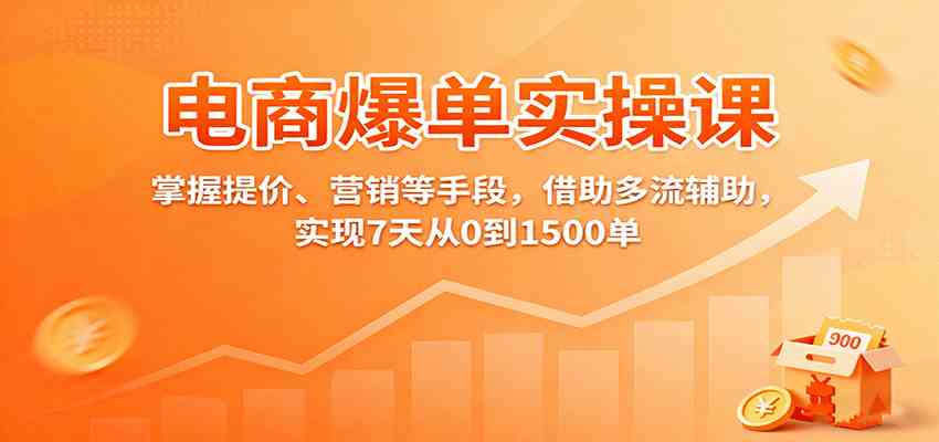 电商爆单实操课：掌握提价、营销等手段，借助多流辅助，实现7天从0到1500单-盛科网创