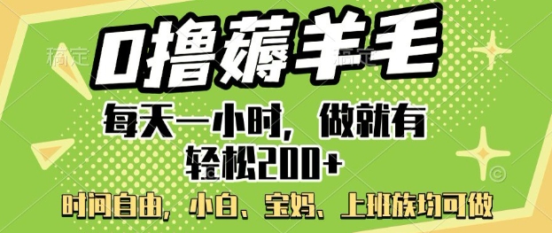 0撸薅羊毛，每天一小时，做就有轻松2张，小白宝妈，上班族均可做-盛科网创