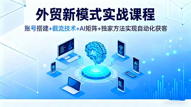 外贸新模式实战课程，账号搭建+截流技术+AI矩阵+独家方法实现自动化获客-盛科网创