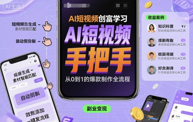 AI短视频创富学习，手把手教会你制作AI短视频-盛科网创
