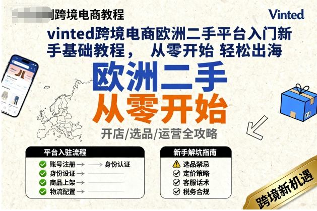 vinted跨境电商欧洲二手平台入门新手基础教程，从零开始轻松出海-盛科网创