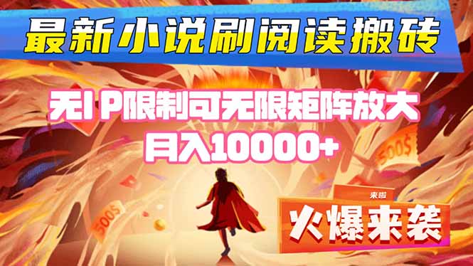 小说阅读搬砖单机每天收益200-400+ 无IP限制可无限矩阵放大 —-盛科网创