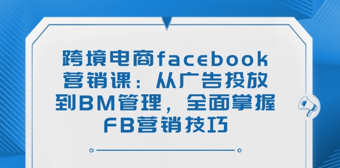 （14314期）跨境电商facebook营销课：从广告投放到BM管理，全面掌握FB营销技巧-盛科网创