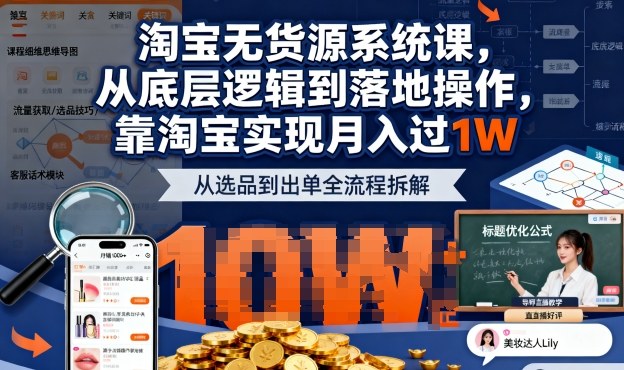 2025最新淘宝无货源系统课，从底层逻辑到落地操作，靠淘宝实现月入过1W-盛科网创