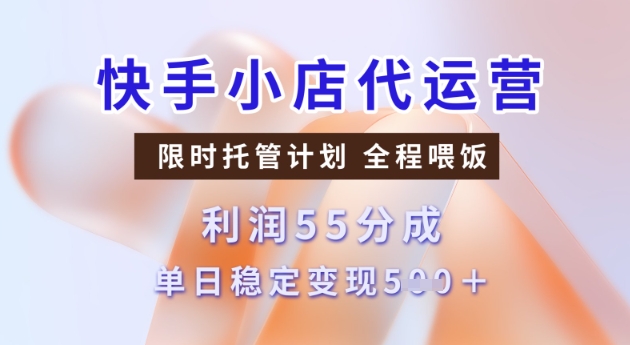 快手小店代运营3.0，模式新升级，收益55分，稳定单日5张【揭秘】-盛科网创
