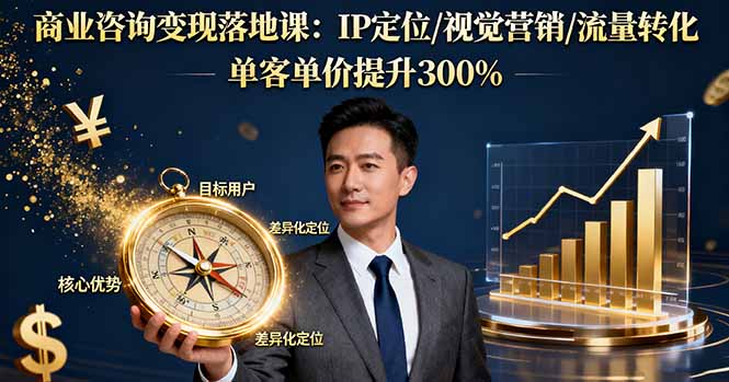 商业咨询变现落地课：IP定位/视觉营销/流量转化，单客单价提升300%-盛科网创