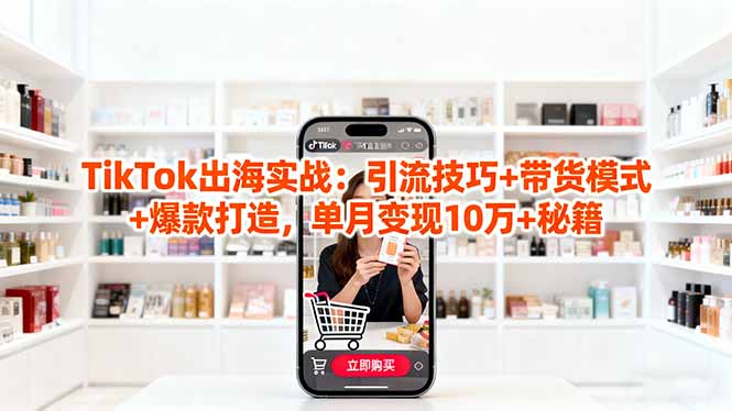 「TikTok出海实战」引流技巧+带货模式+爆款打造，单月变现10万+秘籍-盛科网创