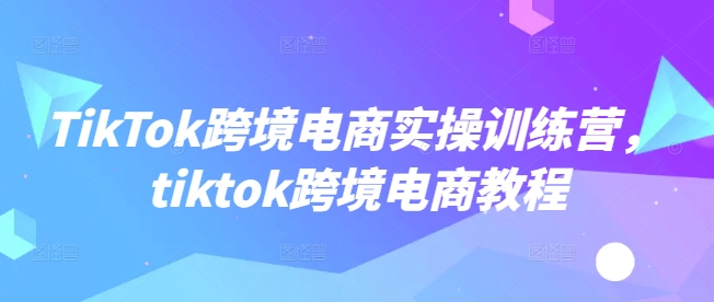 TikTok跨境电商实操训练营，tiktok跨境电商教程-盛科网创