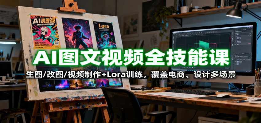 AI图文视频全技能课：生图/改图/视频制作+Lora训练，覆盖电商 、设计多场景-盛科网创