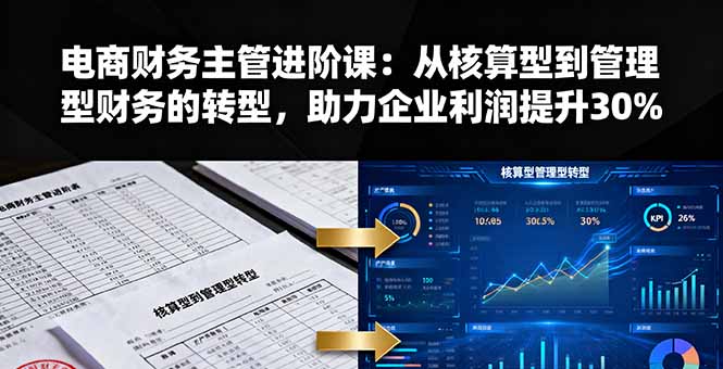 电商财务主管进阶课：从核算型到管理型财务的转型，助力企业利润提升30%-盛科网创