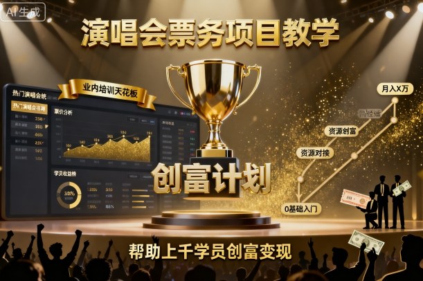 演唱会票务项目教学，业内培训天花板，帮助上千学员创富变现(更新)-盛科网创