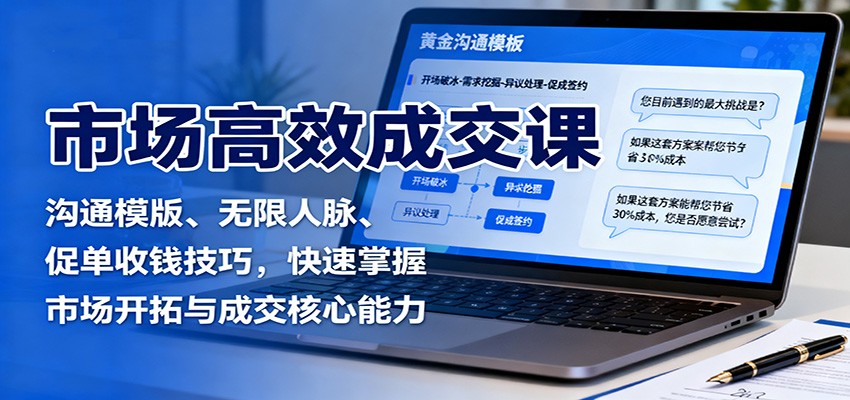 市场高效成交课：沟通模版、无限人脉、促单收钱技巧，快速掌握市场开拓与成交核心能力-盛科网创