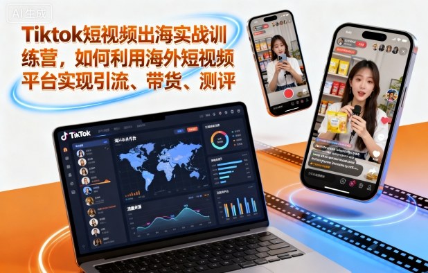 Tiktok短视频出海实战训练营，如何利用海外短视频平台实现引流、带货、测评-盛科网创