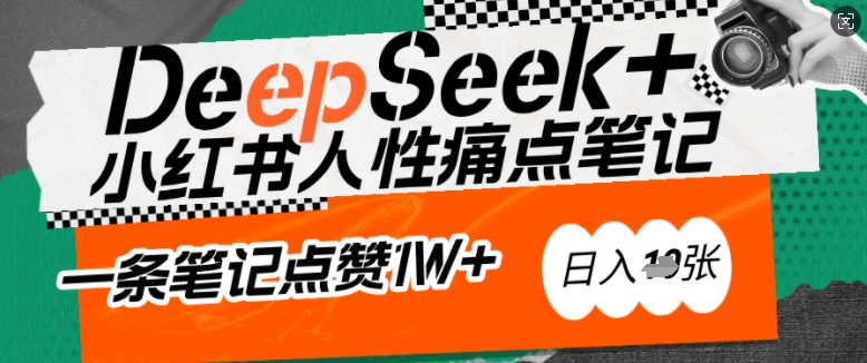 AI赋能小红书爆款秘籍：用DeepSeek轻松抓人性痛点，小白也能写出点赞破万的吸金笔记，日入多张-盛科网创