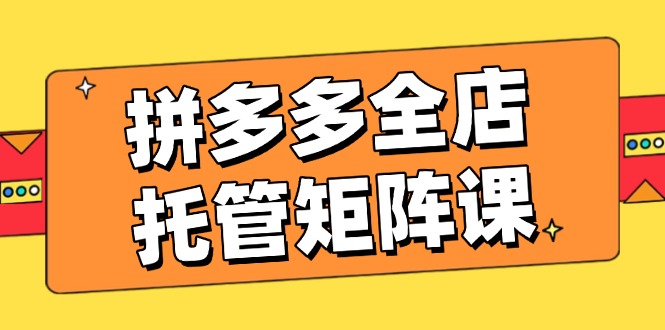 （14328期）拼多多全店托管矩阵课，盈利动销玩法，高效计划设置，提升店铺效益-盛科网创