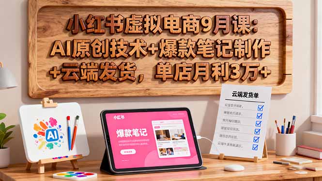小红书虚拟电商9月课：AI原创技术+爆款笔记制作+云端发货，单店月利3万+-盛科网创