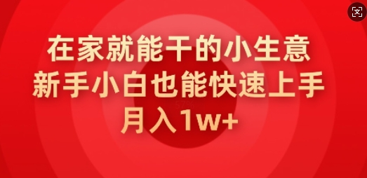 在家就能干的小生意，新手小白也能快速上手，月入1w-盛科网创