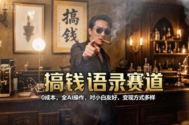 搞钱语录赛道，0成本，全AI操作，对小白友好，变现方式多样-盛科网创