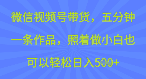微信视频号带货，五分钟一条作品，照着做小白也可以轻松日入5张-盛科网创