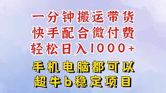 快手黑科技一分钟搬运带货，一刀不剪过原创，微付费投流玩法，轻松日入…-盛科网创