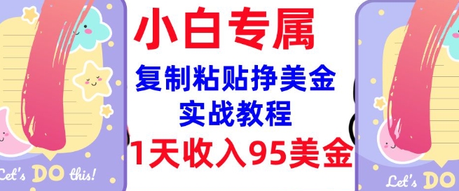 复制粘贴挣美金，0门槛，1天收入95美刀，3分钟学会，内部教程(首次公开)-盛科网创