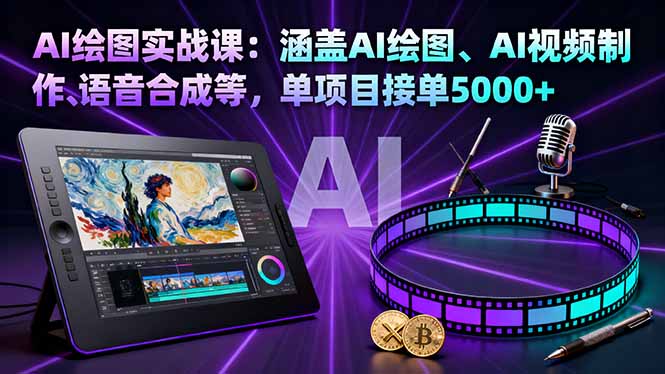 AI绘图实战课：涵盖AI绘图、AI视频制作、语音合成等，单项目接单5000+-盛科网创