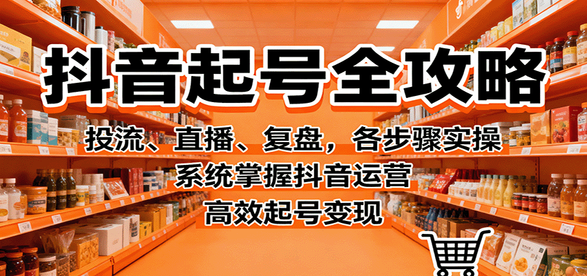抖音起号全攻略，投流、直播、复盘，各步骤实操，系统掌握抖音运营，高效起号变现-盛科网创