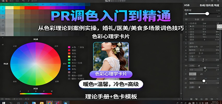 PR调色入门到精通：从色彩理论到案例实操，婚礼/医美/美食多场景调色技巧-盛科网创