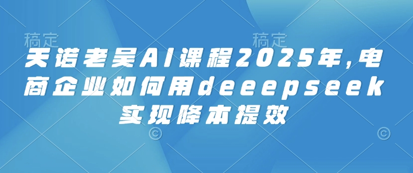 天诺老吴AI课程2025年，电商企业如何用deeepseek实现降本提效-盛科网创