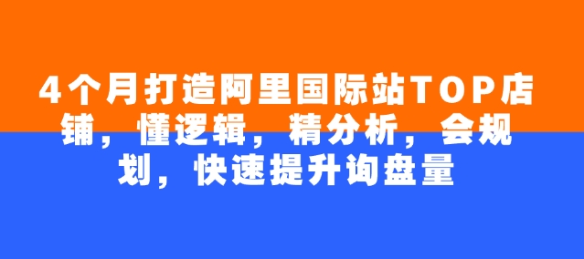 4个月打造阿里国际站TOP店铺，懂逻辑，精分析，会规划，快速提升询盘量-盛科网创