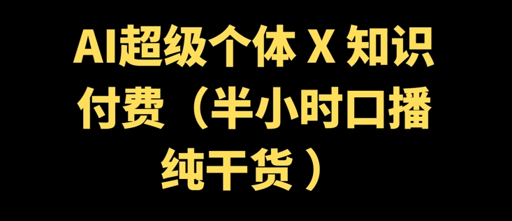 AI超级个体 + 知识付费(半小时口播纯干货 )-盛科网创