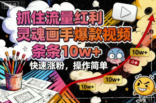 抓住流量红利，灵魂画手爆款视频，条条10w+，快速涨粉，操作简单-盛科网创