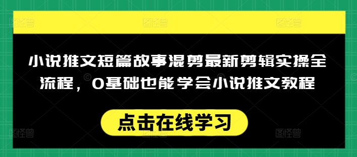 小说推文短篇故事混剪最新剪辑实操全流程，0基础也能学会小说推文教程，肯干多发日入多张-盛科网创