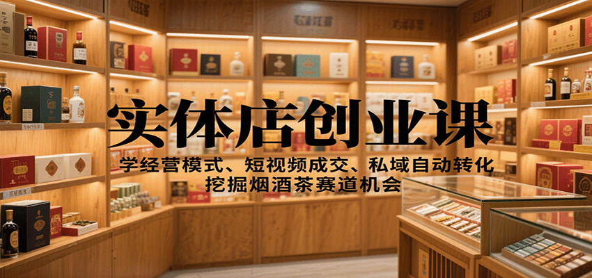 实体店创业课：学经营模式、短视频成交、私域自动转化，挖掘烟酒茶赛道机会-盛科网创
